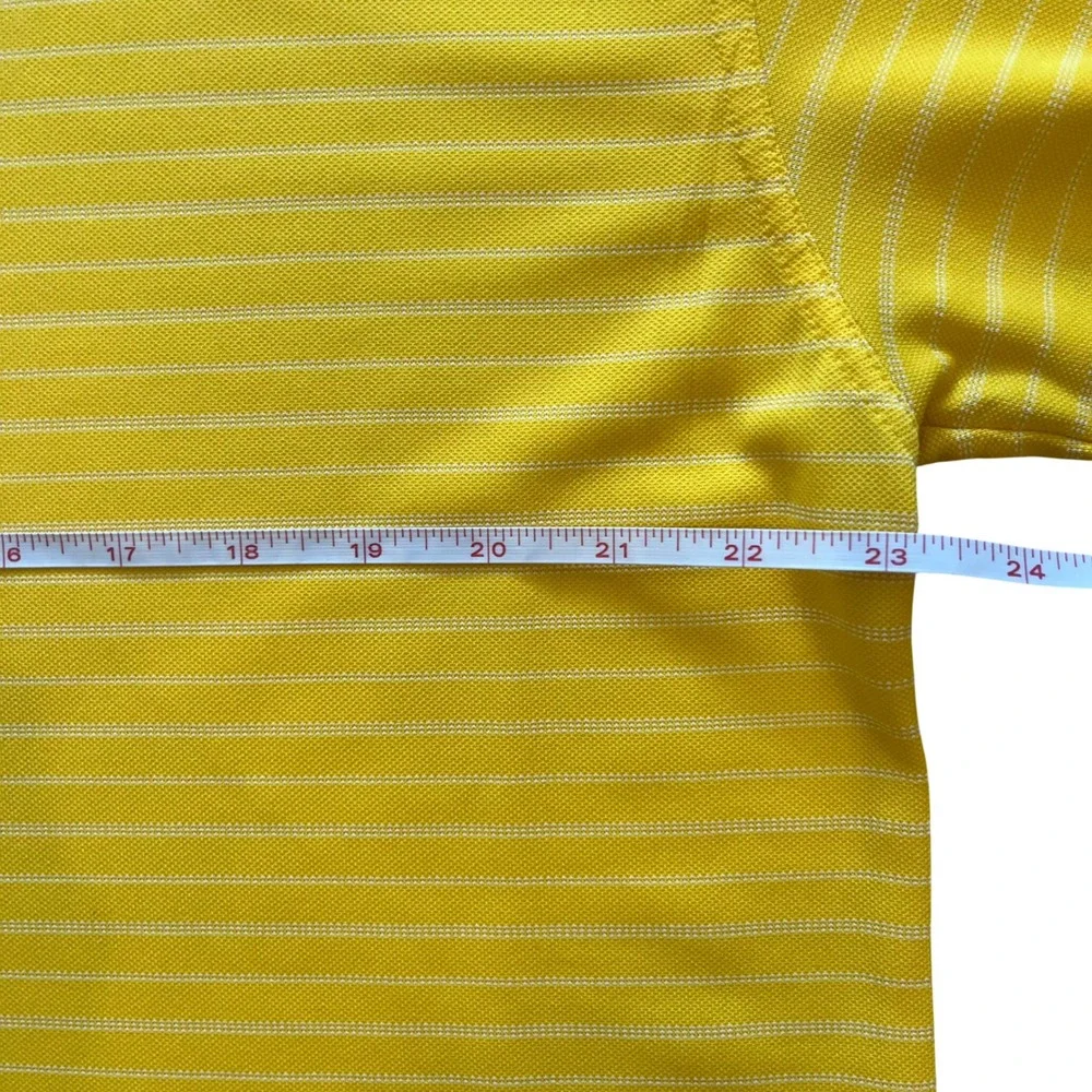 Nike Golf Mens XL Yellow Striped Polo Shirt‎ Michelob Ultra Logo Nike Fit Dry